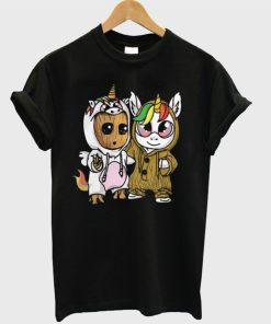 Unicorn Eyes Glasses And Baby Groot T-Shirt