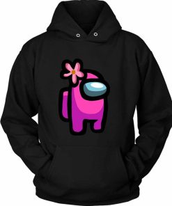 Among Us Pink Crewmate With Flower Unisex Hoodie