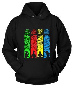 Avatar The Last Airbender Four Elements Symbols Water Earth Fire Wind Unisex Hoodie